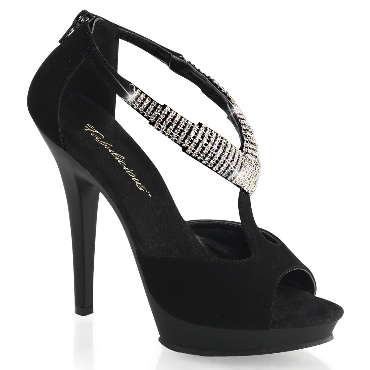 Fabulicious Sandalias para mujeres LIP-155 BLK Nubuck/BLK Matte