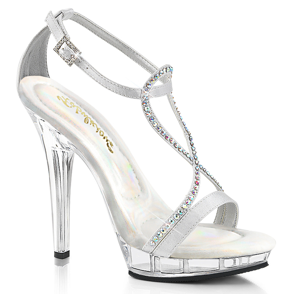 Fabulicious Sandalias para mujer LIP-156 SLV SATIN / CLR