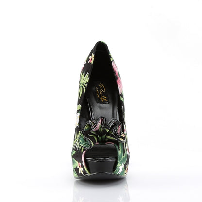 Pin Up Couture Womens Pumps LOLITA-11 Blk Floral Print Fabric