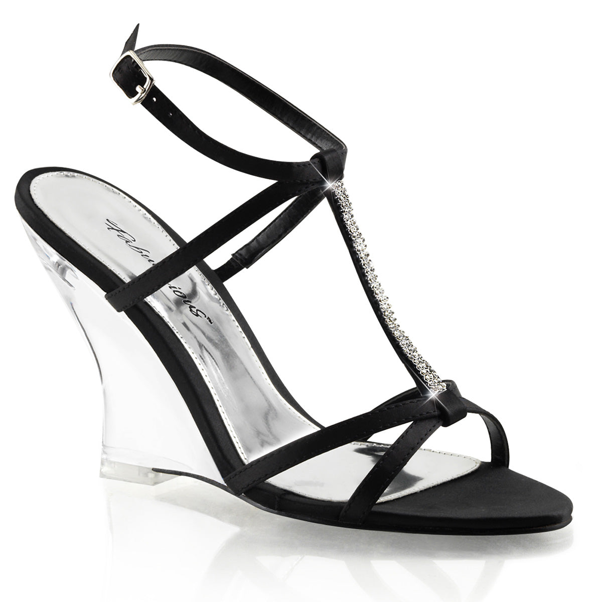 Fabulicious Sandalias para mujer LOVELY-428 BLK SATIN / CLR