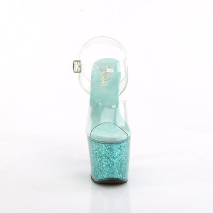 Pleaser   LOVESICK-708SG Clr/Aqua multi Iridescent Glitters