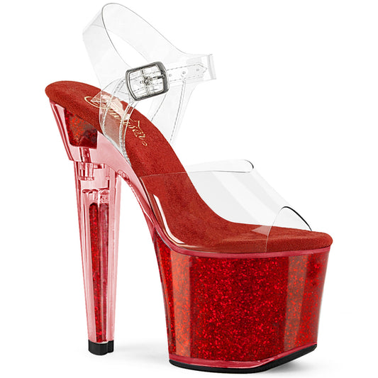 Pleaser   LOVESICK-708sg CLR/Red Iridescent Brillings