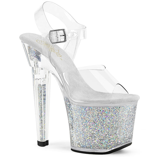Pleaser   LOVESICK-708SG Clr/Slv Multi Iridescent Glitters