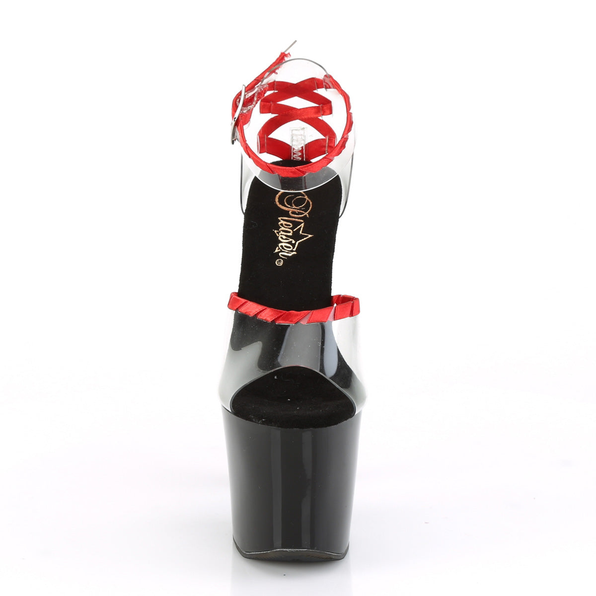 Pleaser Sandalias para mujer LOVESICK-712 CLR-ROJO / BLK-ROJO