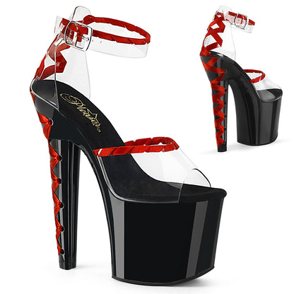 Pleaser Sandalias para mujer LOVESICK-712 CLR-ROJO / BLK-ROJO