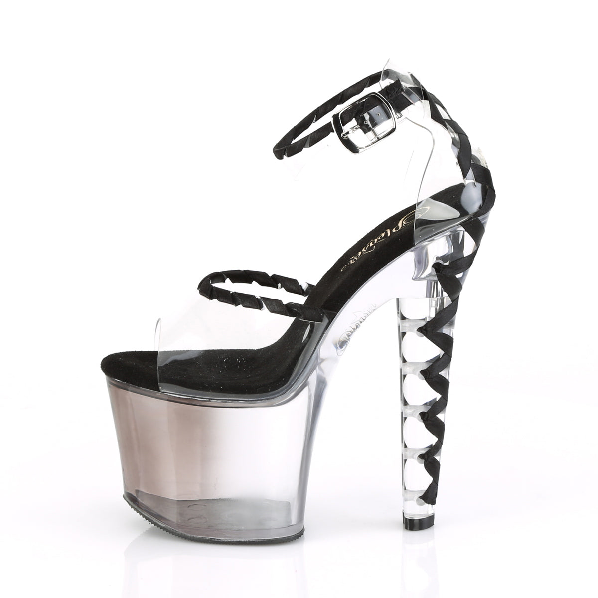 Pleaser Sandalias para mujer LOVESICK-712T CLR-BLK / FADED BLK