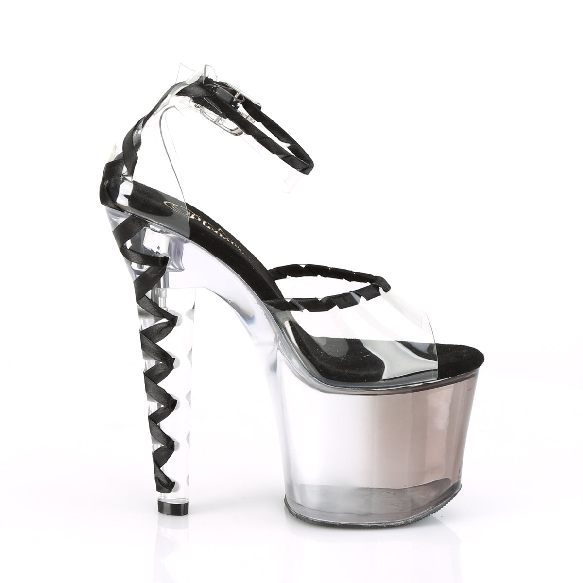 Pleaser Sandalias para mujer LOVESICK-712T CLR-BLK / FADED BLK