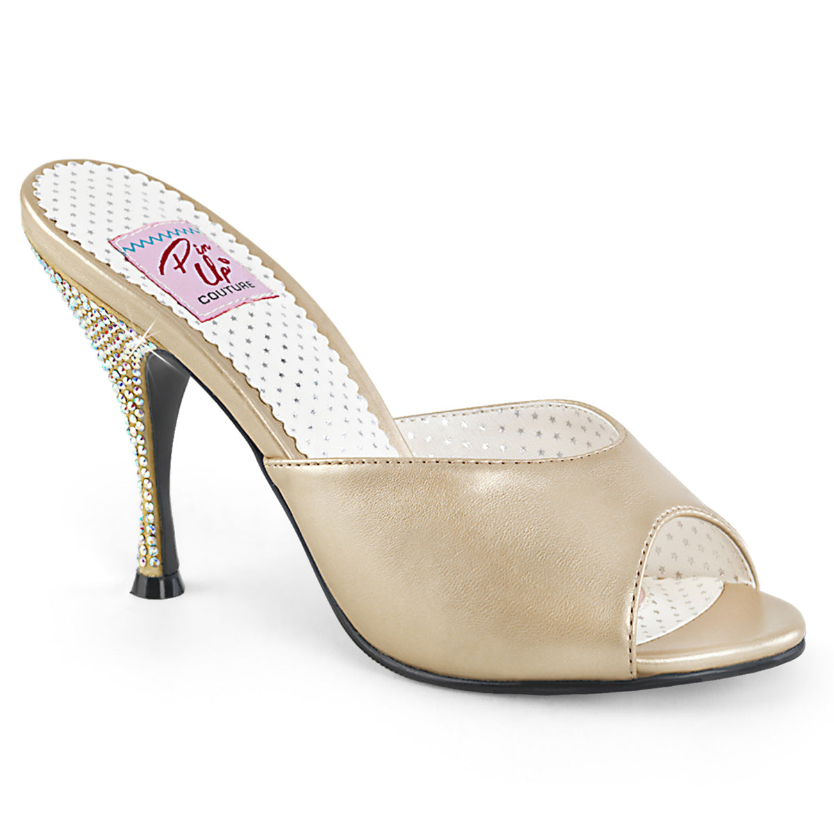 Pin Up Couture Bombas para mujer MONROE-05 Champagne Faux Cuero