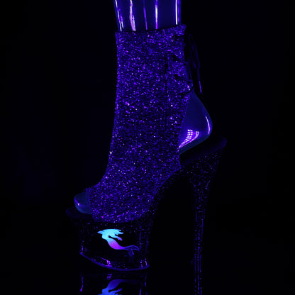 Pleaser Botas de tobillo para mujer MOON-1018 Mer Mer Purple-Black Ombre Brillo / BLK