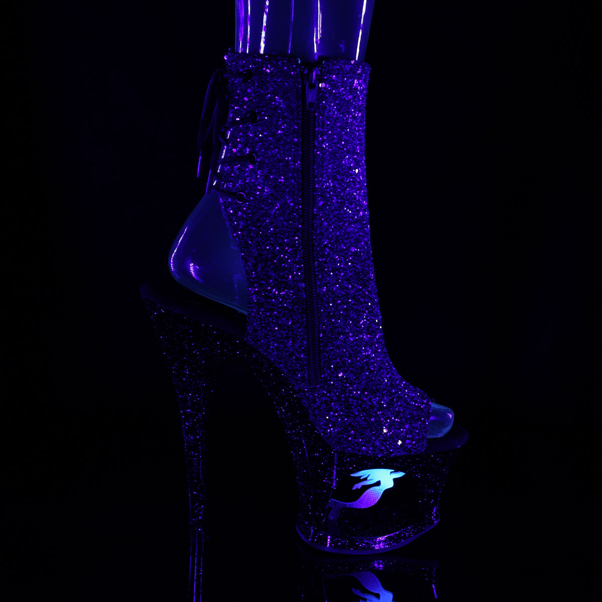 Pleaser Botas de tobillo para mujer MOON-1018 Mer Mer Purple-Black Ombre Brillo / BLK