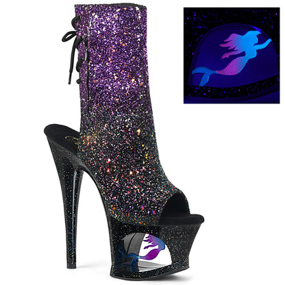 Pleaser Botas de tobillo para mujer MOON-1018 Mer Mer Purple-Black Ombre Brillo / BLK