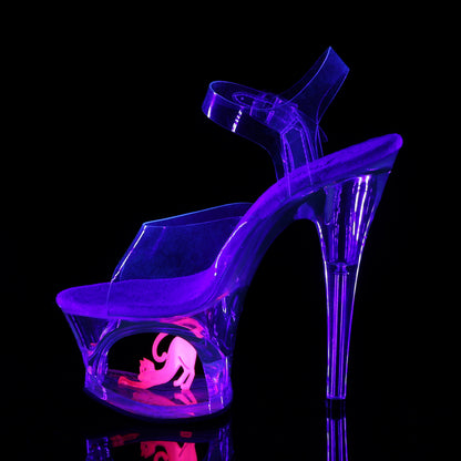 Pleaser Womens Sandals MOON-708CAT Clr/Clr-Neon Pink