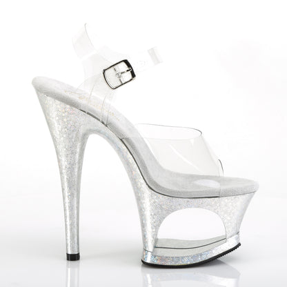 Pleaser Womens Sandals MOON-708HB Clr/Slv Hologram