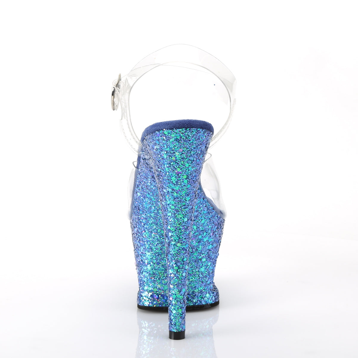 Pleaser Sandalias para mujer MOON-708lg clr / azul múltiple brillo