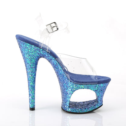 Pleaser Sandalias para mujer MOON-708lg clr / azul múltiple brillo