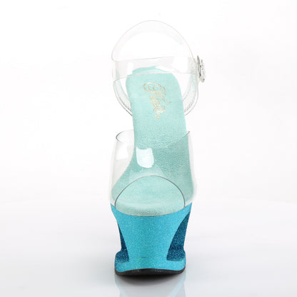 Pleaser Womens Sandals MOON-708OMBRE Clr/Aqua-Blue Ombre