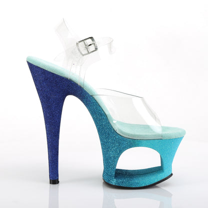 Pleaser Womens Sandals MOON-708OMBRE Clr/Aqua-Blue Ombre