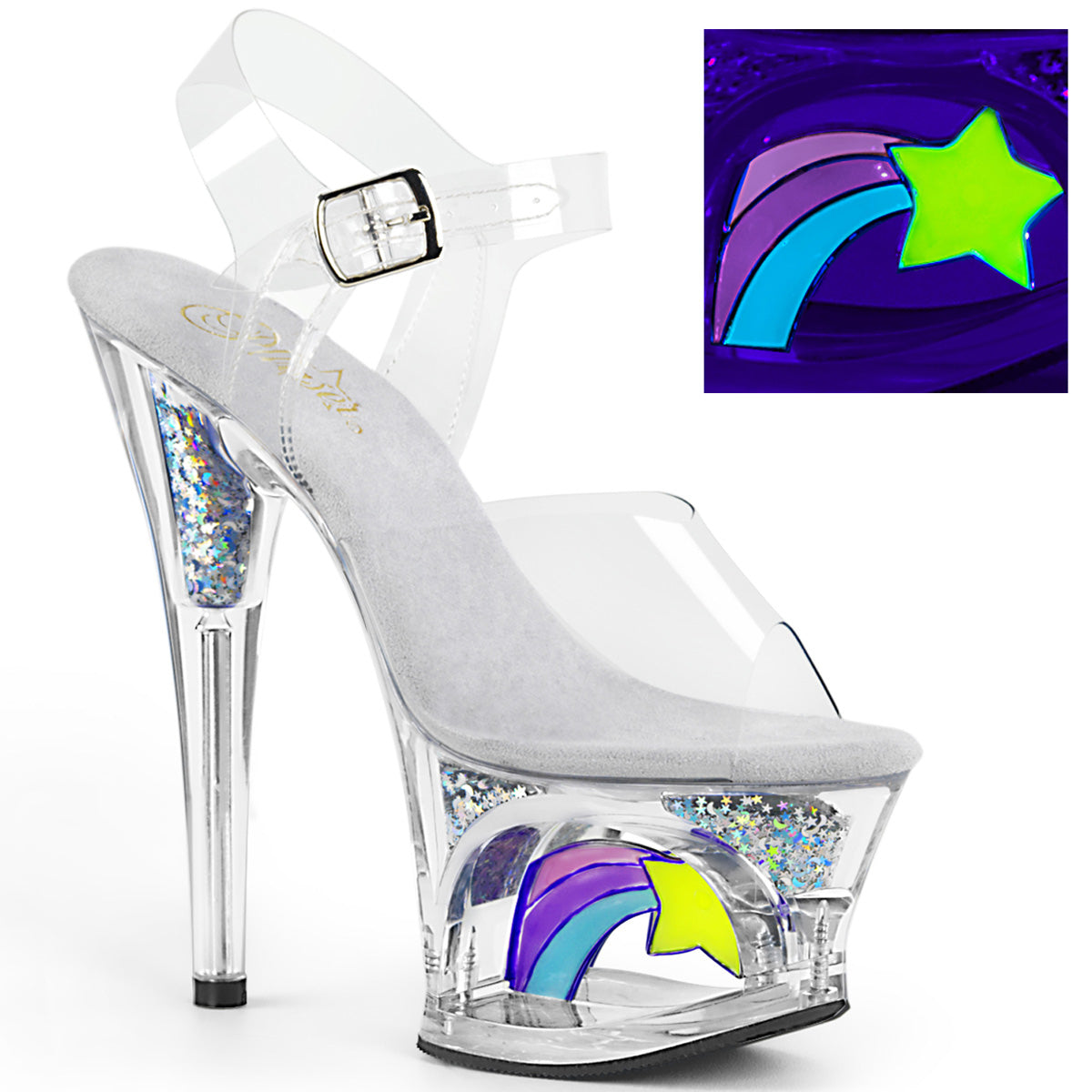 Pleaser Sandalias para mujer MOON-708RSSS CLR / CLR