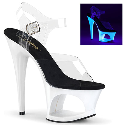 Pleaser Sandalias Womens MOON-708UV Clr/Neon White
