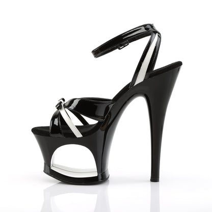 Pleaser Womens Sandals MOON-728 Blk-Wht Pat/Blk