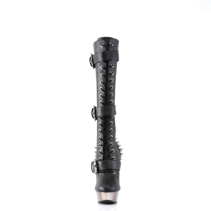 DemoniaCult Botas de mujer MUERTO-2028 BLK Vegan Leather/Pewter Chrome