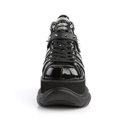 DemoniaCult Botas para hombre NEPTUNE-100 BLK GLITTER-SILVER/Cuero vegano