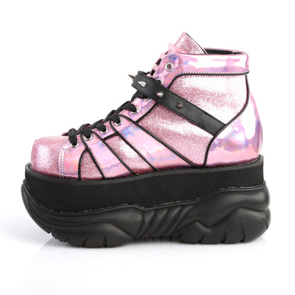 DemoniaCult Botas para hombre NEPTUNE-100 cuero rosa brillo-silver/vegano