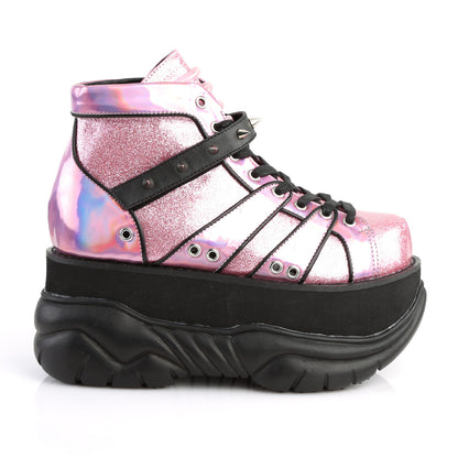 DemoniaCult Botas para hombre NEPTUNE-100 cuero rosa brillo-silver/vegano