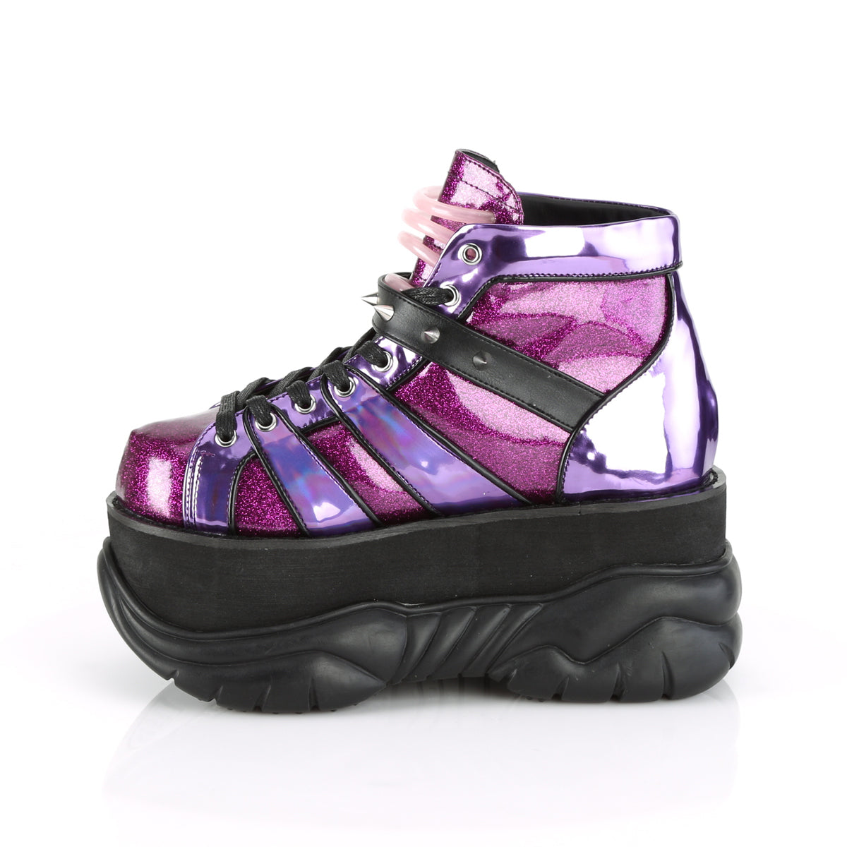 DemoniaCult Botas para hombre NEPTUNE-100 brillo púrpura-holograma