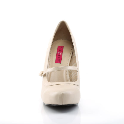 Pleaser Pink Label Womens Pumps PINUP-01 Cream Faux Leather