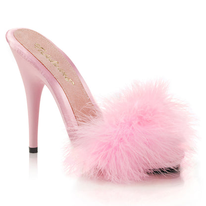 Fabulicious Womens Sandals POISE-501F B. Pink Satin-Marabou Fur/B. Pink