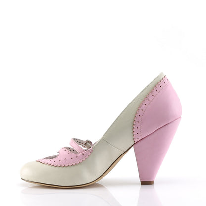 Pin Up Couture Womens Pumps POPPY-18 B. Pink-Cream Faux Leather