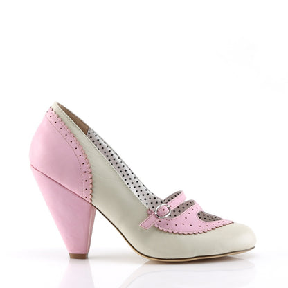 Pin Up Couture Womens Pumps POPPY-18 B. Pink-Cream Faux Leather
