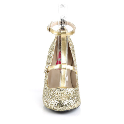 Pleaser Pink Label Bombas para mujer QUEEN-01 Gold Glitter-Met. PU