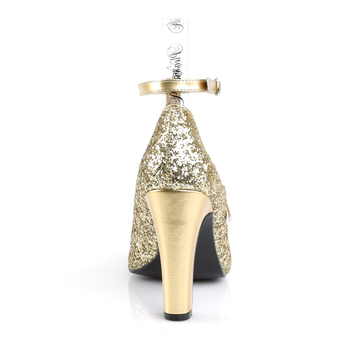 Pleaser Pink Label Womens Pumps QUEEN-01 Gold Glitter-Met. Pu