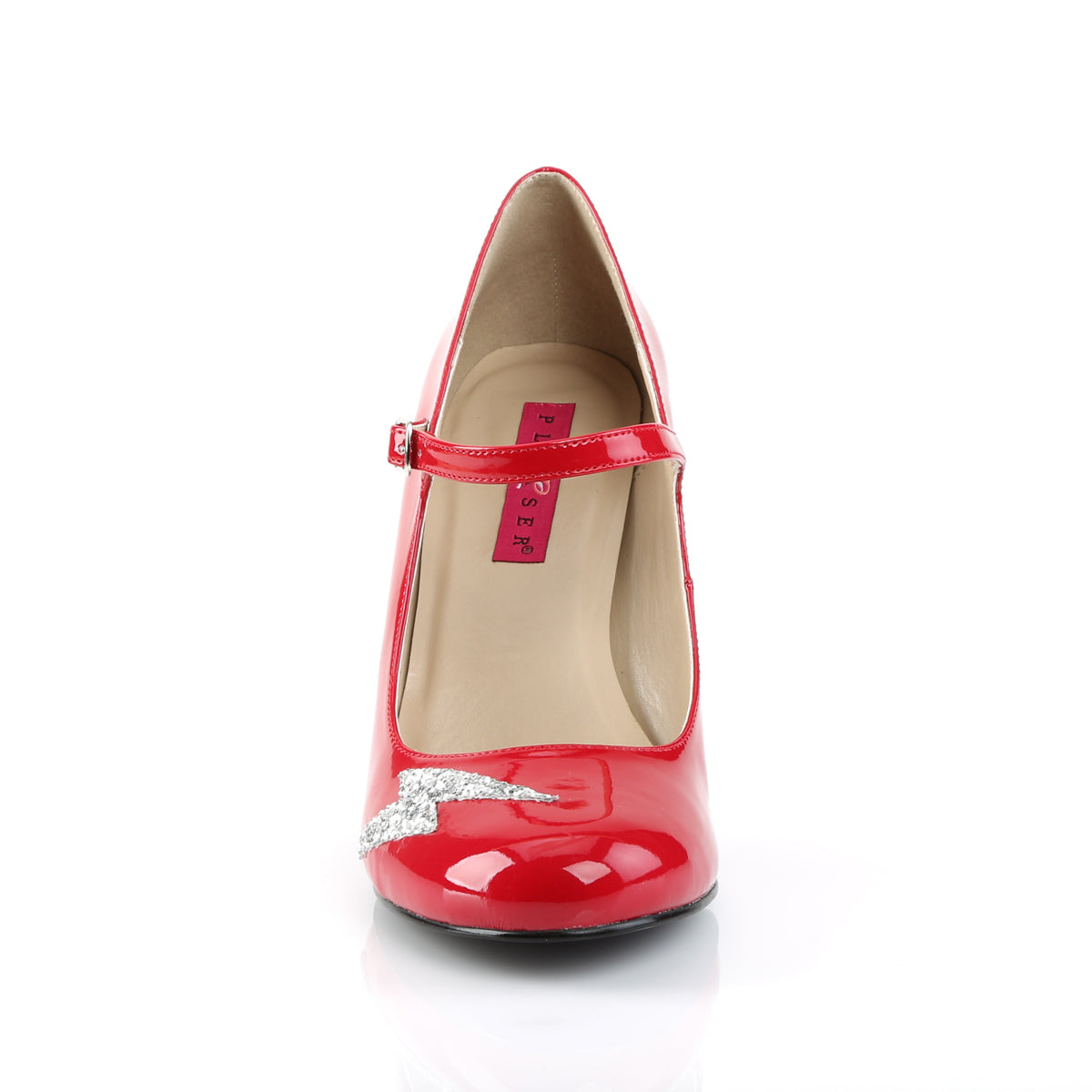 Pleaser Pink Label Bombas para mujer QUEEN-02 Red Pat-Slv Brillo