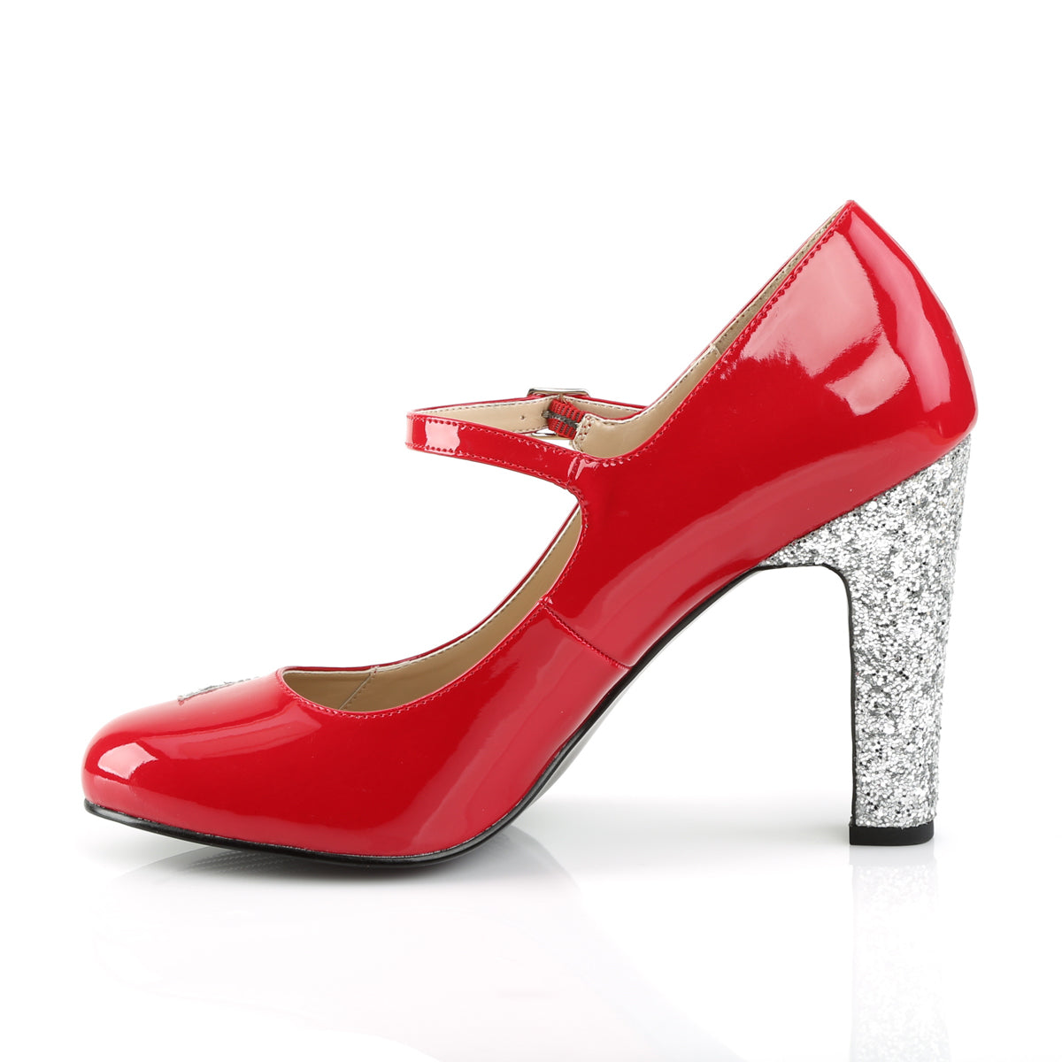 Pleaser Pink Label Bombas para mujer QUEEN-02 Red Pat-Slv Brillo