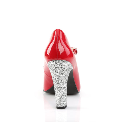 Pleaser Pink Label Bombas para mujer QUEEN-02 Red Pat-Slv Brillo