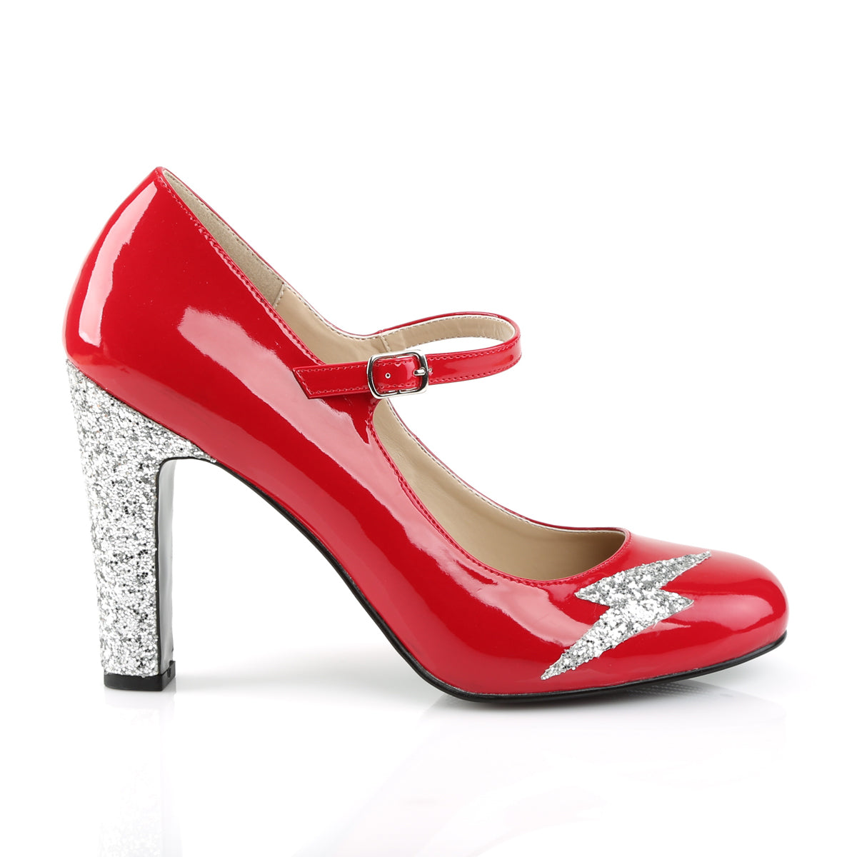 Pleaser Pink Label Bombas para mujer QUEEN-02 Red Pat-Slv Brillo