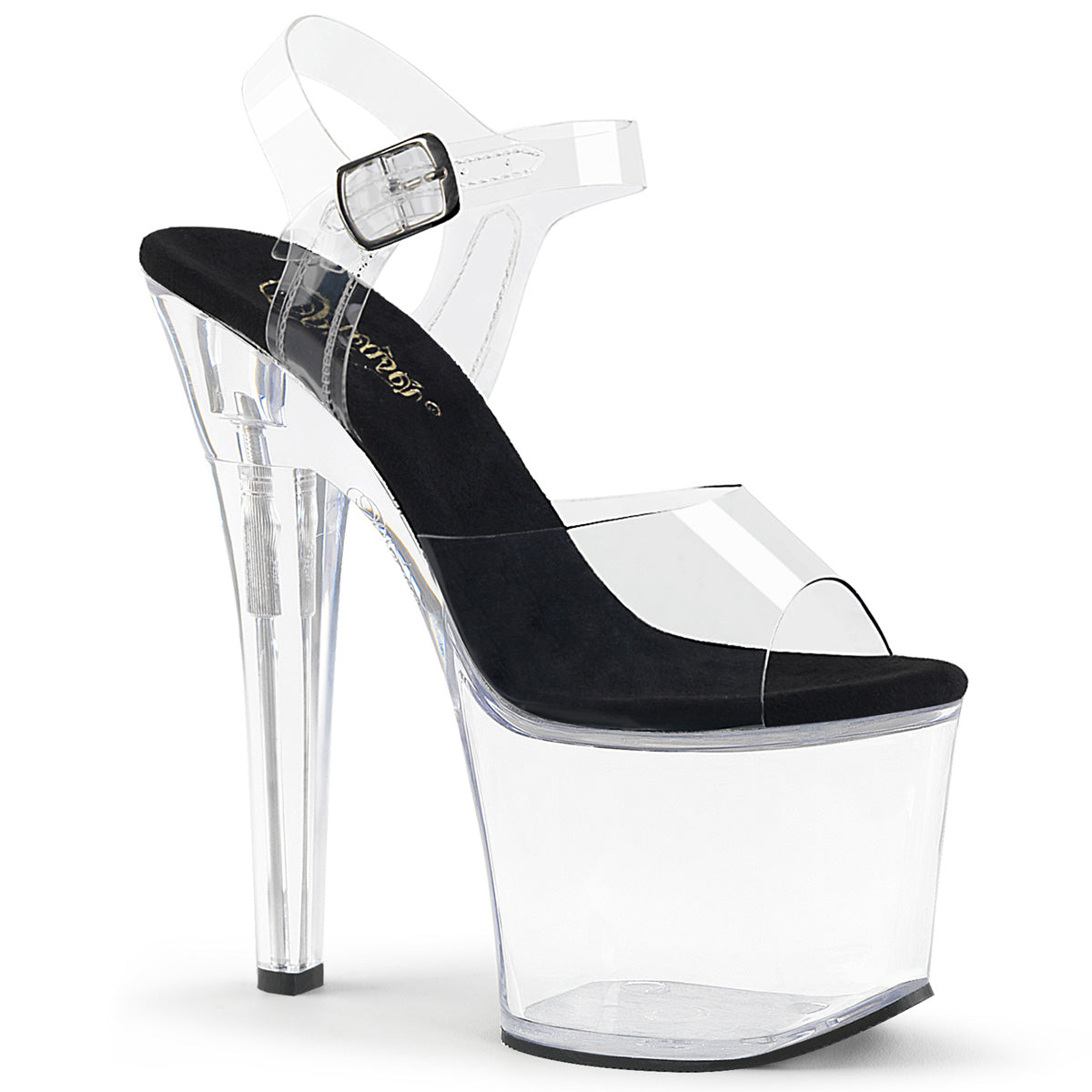 Pleaser Womens Sandals RADIANT-708 Clr-Blk/Clr