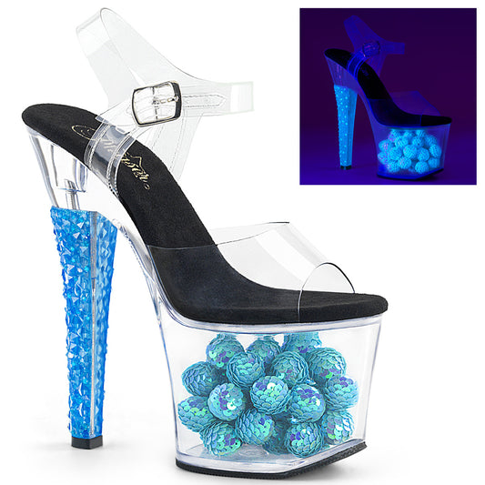 Pleaser Sandalias para mujer RADIANT-708NSB CLR / NEON BLUE AZUL