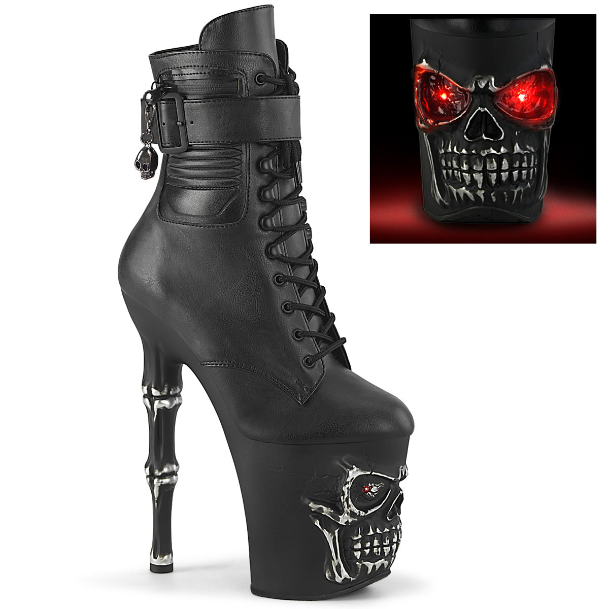 Pleaser  Botines RAPTURE-10202020STR-LT BLK Faux Leather/BLK Matte-Ruber SLV