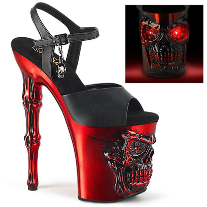 Pleaser  Sandalias RAPTURE-809-lt BLK Faux Leather/Satin Red Chrome
