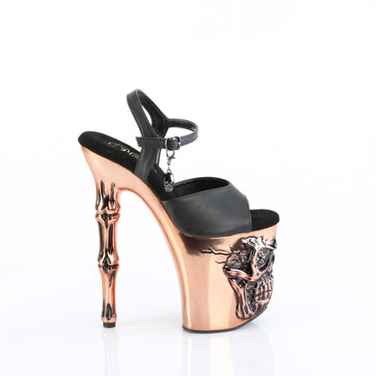 Pleaser  Sandalias RAPTURE-809-lt BLK Faux Leather/Satin Copper Chrome