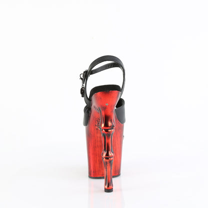Pleaser  Sandalias RAPTURE-809-lt BLK Faux Leather/Satin Red Chrome