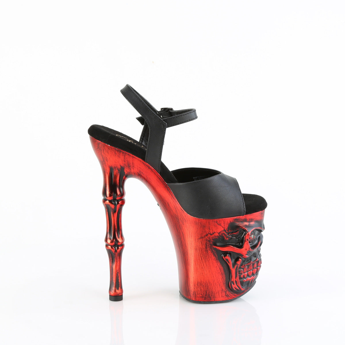 Pleaser  Sandalias RAPTURE-809-lt BLK Faux Leather/Satin Red Chrome
