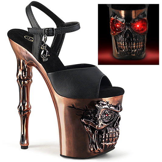 Pleaser  Sandalias RAPTURE-809-lt BLK Faux Leather/Satin Copper Chrome
