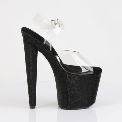 Pleaser Women's Platform Shoes RAZZLE-808WR Clr/Blk Reptile Print