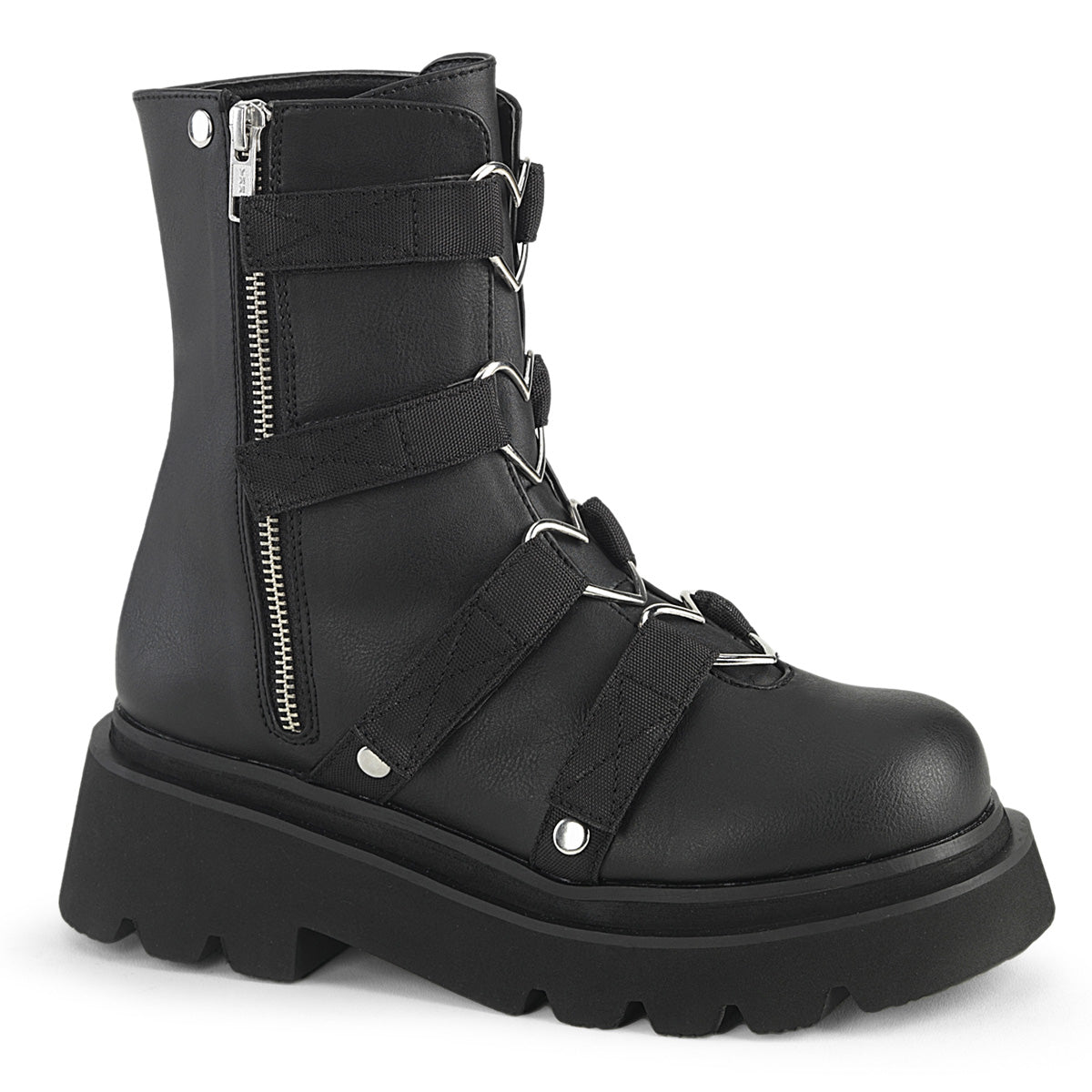 DemoniaCult  Botines RENEGADE-50 Blk Vegan Leather-Nylon