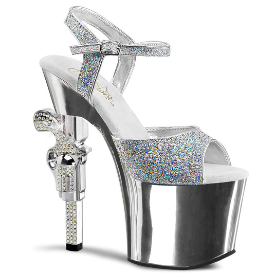 Pleaser Sandalias para mujer REVOLVER-709g SLV Multi Gltr / SLV Chrome